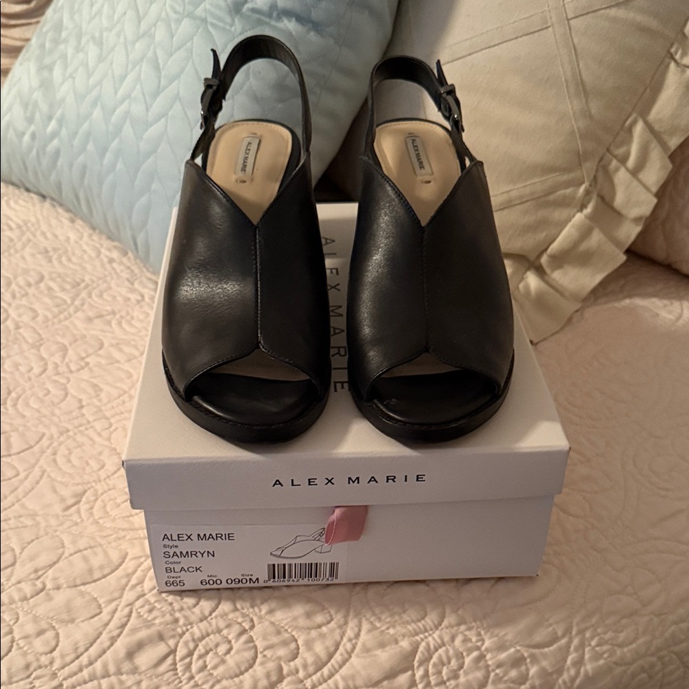 Alex Marie Black Leather Sandals
